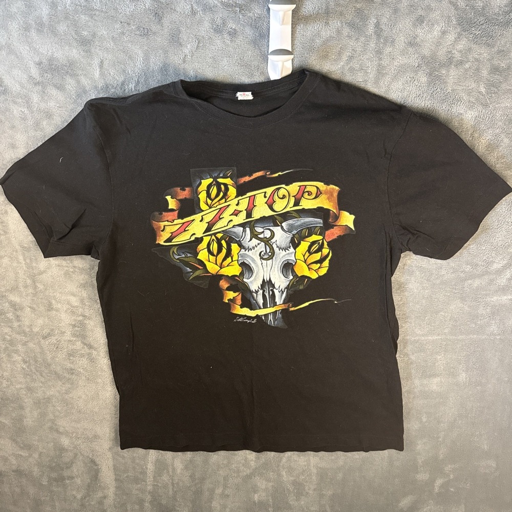 Zz Top T-Shirt By Scott Campbell Black Large Little Old Band From Texas